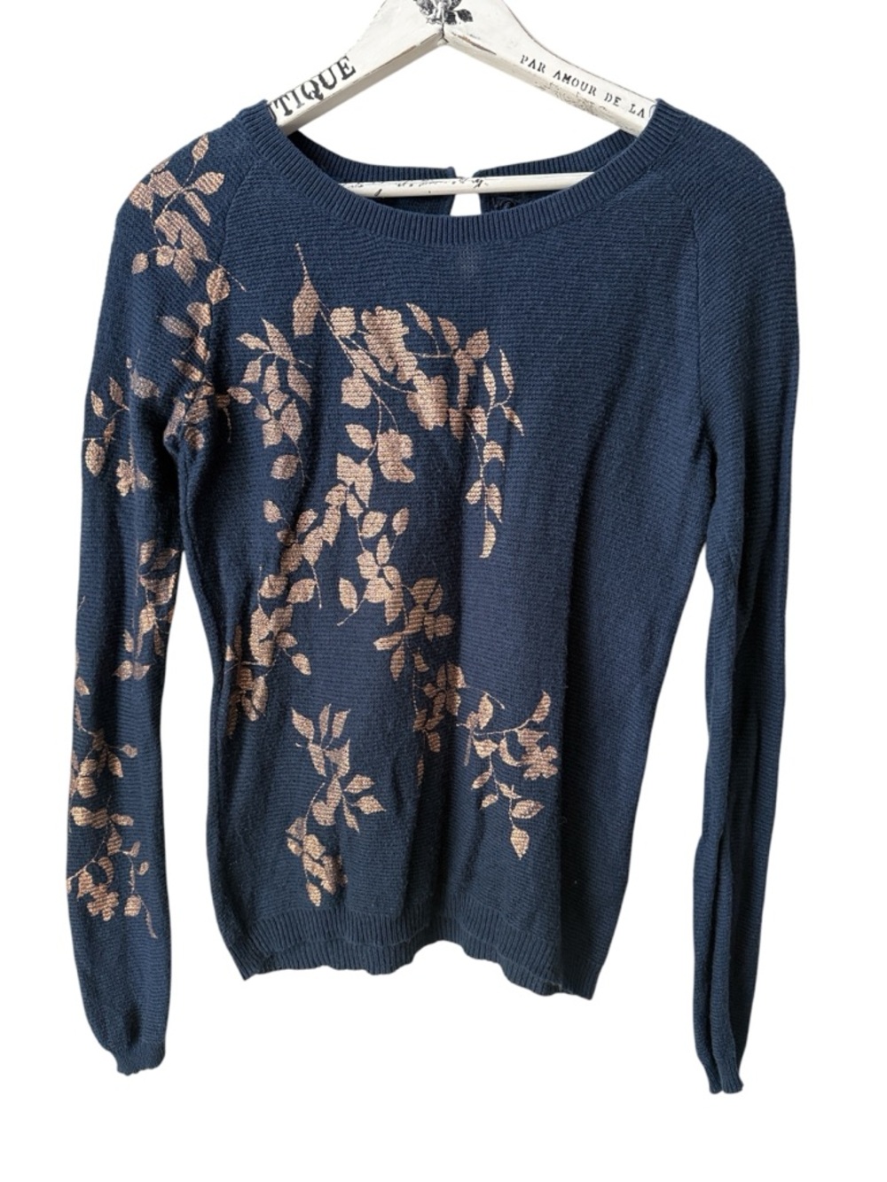 Knitted & Knotted Cleophee Cardie Top Floral Metallic Knit XS